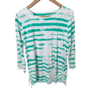 FDJ Sea Green/White LS Cinched Sides Cotton Tee